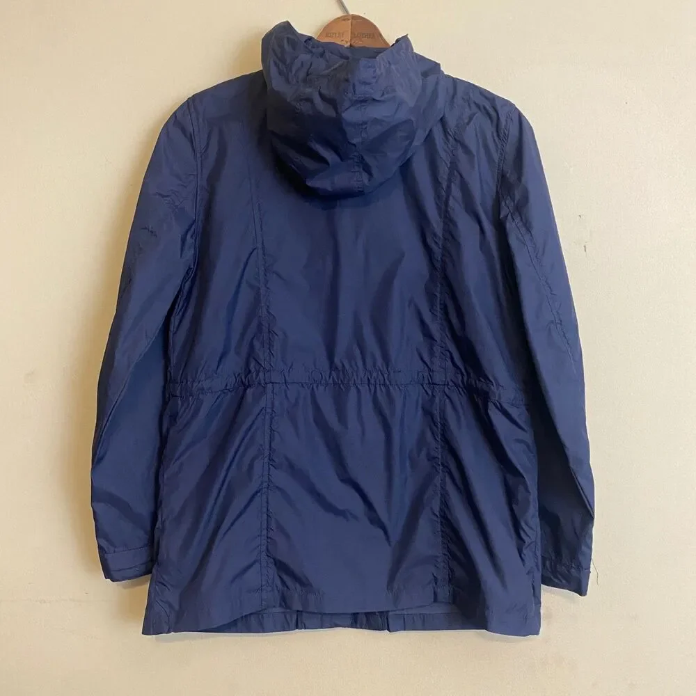 J.Crew Jacket Womens XXS Navy Blue Hooded Field Rain Utility Anorak Coat A6367